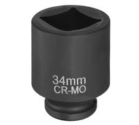 sourcing map 4 Point Square Socket 3/4" Drive 34mm Metric Square Impact Socket CR-MO Blackening Standard Wheel Sleeve Pneumatic Sleeve Tool for Auto Repair Mechanical Maintenance Home Use