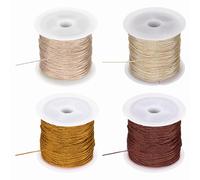 sourcing map 4 Roll 0.8mm Metallic Cords Thread,12 Ply Metallic Ornament Twine Non Stretch Tinsel String Rope for Jewelry Making, Khaki/Brown/Dark Brown/Rose Gold, 109.36Yards Total