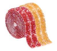 sourcing map 4 Roll Rhinestone Ribbon Roll, 4 Yards Self-Adhesive Rhinestone Tape Bedazzling Crystal Strip Roll for DIY Crafts, Phone Case, Shoes Decoration (Red/Orange, 10mm/0.39" Wide)