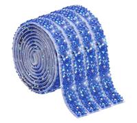 sourcing map 4 Roll Rhinestone Ribbon Roll, 4 Yards Self-Adhesive Rhinestone Tape Bedazzling Crystal Strip Roll for DIY Crafts, Phone Case, Shoes Decoration (Dark Blue, 10mm/0.39" Wide)