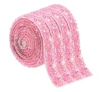 sourcing map 4 Roll Rhinestone Ribbon Roll, 4 Yards Self-Adhesive Rhinestone Tape Bedazzling Crystal Strip Roll for DIY Crafts, Phone Case, Shoes Decoration (Dark Pink, 10mm/0.39" Wide)