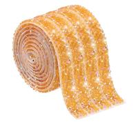 sourcing map 4 Roll Rhinestone Ribbon Roll, 4 Yards Self-Adhesive Rhinestone Tape Bedazzling Crystal Strip Roll for DIY Crafts, Phone Case, Shoes Decoration (Orange, 10mm/0.39" Wide)