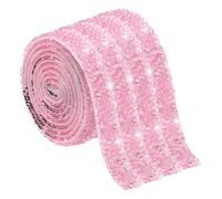 sourcing map 4 Roll Rhinestone Ribbon Roll, 4 Yards Self-Adhesive Rhinestone Tape Bedazzling Crystal Strip Roll for DIY Crafts, Phone Case, Shoes Decoration (Light Pink, 10mm/0.39" Wide)