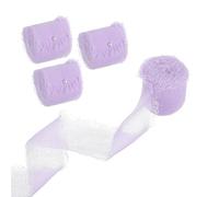 sourcing map 4 Rolls Chiffon Ribbon 1" x 5.5Yd Handmade Fringe Chiffon Silk Ribbon for Bouquets Gift Wrapping Wedding Invitations DIY Crafts, Light Purple