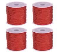 sourcing map 4 Rolls Nylon String Cord 45 Yards 0.8mm Nylon Cord Beading Satin String for Bracelet Jewelry Making Chinese Knotting Cord Necklaces Kumihimo Bracelets Craft, Red
