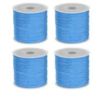 sourcing map 4 Rolls Nylon String Cord 45 Yards 0.8mm Nylon Cord Beading Satin String for Bracelet Jewelry Making Chinese Knotting Cord Necklaces Kumihimo Bracelets Craft, Light Blue