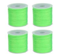 sourcing map 4 Rolls Nylon String Cord 45 Yards 0.8mm Nylon Cord Beading Satin String for Bracelet Jewelry Making Chinese Knotting Cord Necklaces Kumihimo Bracelets Craft, Fluorescent Green