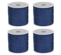 sourcing map 4 Rolls Nylon String Cord 45 Yards 0.8mm Nylon Cord Beading Satin String for Bracelet Jewelry Making Chinese Knotting Cord Necklaces Kumihimo Bracelets Craft, Navy Blue
