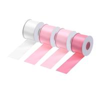 sourcing map 4 Rolls Satin Ribbon, 1 1/2 Inch 10 Yards Hair Silk Ribbon for Flower Bouquet Gift Wrapping Crafts Girls Bows, White/Light Pink/Pink/Peach Red