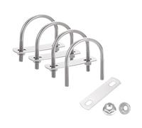 sourcing map 4 Set 1-3/4" Inner Wide Round U Bolts, 2-1/2" Length 304 Stainless Steel U-Bolts with Flange Hexagon Nuts, Frame Plates for Trailer, Automotive, (45mm W x 63.6mm L)