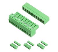 sourcing map 4 Set 10 Pin 3.81mm Pitch PCB Mount Screw Terminal Block Connector, Right Angle Pluggable Plug for DIY Electronics Audio Power Modules 26-16AWG Cable