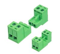 sourcing map 4 Set 2 Pin 5mm 0.2 Inch Pitch PCB Mount Screw Terminal Block Connector Male Female, Green