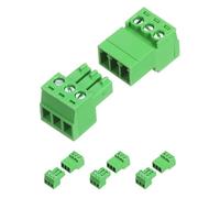 sourcing map 4 Set 3 Pin 3.5mm Pitch PCB Mount Screw Terminal Block Connector, Right Angle Pluggable Plug for DIY Electronics Audio Power Modules 26-16AWG Cable