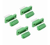 sourcing map 4 Set 5-Pin 5.08mm Pitch Pluggable Screw Terminal Block Connectors, PA66 300V 10A Through-Wall PCB Terminal Connectors for DIY Electronics Automation Power Modules, 24-12AWG Cable