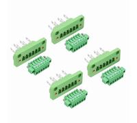 sourcing map 4 Set 6-Pin 3.81mm Pitch Pluggable Screw Terminal Block Connectors, PA66 300V 8A Through-Wall PCB Terminal Connectors for DIY Electronics Automation Power Modules, 28-16AWG Cable