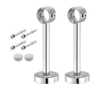 sourcing map 4 Set 7.87inch Ceiling Mount Bracket Fit 1.26inch Pipe, Stainless Steel Curtain Rod Holder Closet Rod Holders for Wardrobe Bathroom Curtain Pipe, Silver