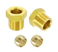sourcing map 4 Set Fit for 8mm Tube Brass Compression Assortment Kit, Sleeve Ferrule & Nut Kits for Water Oil Air Pipes