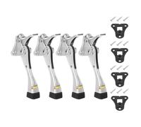 sourcing map 4 Set Kickdown Door Stopper, 4.7" Zinc Alloy Kick Down Door Stoppers for Bottom of Doors One Touch Adjustable Doors Holder with Non-Slip Rubber Tip and Screws for Home, Silver