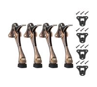 sourcing map 4 Set Kickdown Door Stopper, 4.7" Zinc Alloy Kick Down Door Stoppers for Bottom of Doors One Touch Adjustable Doors Holder with Non-Slip Rubber Tip and Screws for Home, Copper