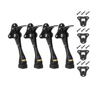 sourcing map 4 Set Kickdown Door Stopper, 4.7" Zinc Alloy Kick Down Door Stoppers for Bottom of Doors One Touch Adjustable Doors Holder with Non-Slip Rubber Tip and Screws for Home, Black
