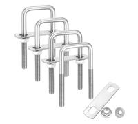 sourcing map 4 Set M8 1-3/8 Inch Inner Wide Square U Bolts, 4 Inch Length 304 Stainless Steel U-Bolts with Flange Hexagon Nuts, Frame Plates for Trailer, Automotive, (35mm W x 100mm L)