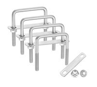 sourcing map 4 Set M8 2-3/4 Inch Inner Wide Square U Bolts, 2-3/4 Inch Length 304 Stainless Steel U-Bolts with Flange Hexagon Nuts, Frame Plates for Trailer, Automotive, (70mm W x 70mm L)