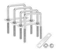 sourcing map 4 Set M8 2 Inch Inner Wide Square U Bolts, 4-3/4 Inch Length 304 Stainless Steel U-Bolts with Flange Hexagon Nuts, Frame Plates for Trailer, Automotive, (50mm W x 120mm L)