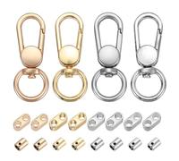 sourcing map 4 Set Metal Keychain Lobster Claw Clasps, Swivel Lanyard Snap Hook with Slider Beads & Column End Caps for Lanyard Making Keychain Supplies, Matte Gold/Silver/Light Gold/Silver