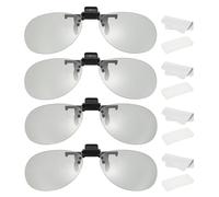sourcing map 4 Set Polarized Clip-on 3D Glasses, Passive Circular 3D Viewing Glasses Frames with Glass Case and Eyeglass Cloth for RealD/Image MAXimum Movies Theater Games TV (Metal Clip)