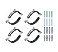 sourcing map 4 Set Split Ring Pipe Hanger 4-15/16" (125mm) Galvanized Steel Sheet Wall Ceiling Mount Adjustable Pipe Bracket Clamp with Screw and Expansion Tube for Plumbing HVAC (M8,M10)