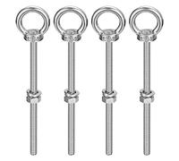 Sourcing Map 4 Set Stainless Steel Shoulder Lifting Ring with Nut Washer M6x100mm Eye Bolt for Hanging Item