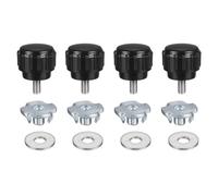 sourcing map 4 Sets Knurled Clamping Knobs with Washers & T-Nuts, M3 x 6mm Metric 14mm Plastic Head 304 Stainless Steel Stud Male Thread Thumb Screw on Type Head Threaded Hand Bolt Stud Knobs