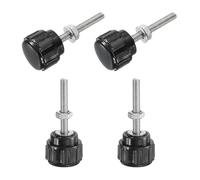 sourcing map 4 Sets Knurled Knobs Thumb Screws with Nuts Washers, Metric M3 x 20mm Male Thread 14mm Plastic Head, Zinc Plated Carbon Steel Stud Hand Knobs Clamping Thumbscrews Handles, Black