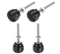 sourcing map 4 Sets Knurled Knobs Thumb Screws with Nuts Washers, Metric M3 x 25mm Male Thread 14mm Plastic Head, Zinc Plated Carbon Steel Stud Hand Knobs Clamping Thumbscrews Handles, Black