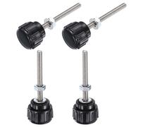 sourcing map 4 Sets Knurled Knobs Thumb Screws with Nuts Washers, Metric M3 x 30mm Male Thread 14mm Plastic Head, 304 Stainless Steel Stud Hand Knobs Clamping Thumbscrews Handles, Black