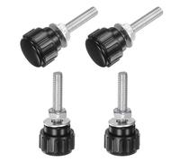 sourcing map 4 Sets Knurled Knobs Thumb Screws with Nuts Washers, Metric M4 x 20mm Male Thread 14mm Plastic Head, Zinc Plated Carbon Steel Stud Hand Knobs Clamping Thumbscrews Handles, Black