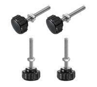 sourcing map 4 Sets Knurled Knobs Thumb Screws with Nuts Washers, Metric M4 x 30mm Male Thread 18mm Plastic Head, 304 Stainless Steel Stud Hand Knobs Clamping Thumbscrews Handles, Black
