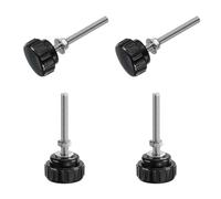 sourcing map 4 Sets Knurled Knobs Thumb Screws with Nuts Washers, Metric M5 x 45mm Male Thread 25mm Plastic Head, 304 Stainless Steel Stud Hand Knobs Clamping Thumbscrews Handles, Black