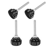 sourcing map 4 Sets Knurled Knobs Thumb Screws with Nuts Washers, Metric M5 x 50mm Male Thread 25mm Plastic Head, Zinc Plated Carbon Steel Stud Hand Knobs Clamping Thumbscrews Handles, Black