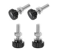 sourcing map 4 Sets Knurled Knobs Thumb Screws with Nuts Washers, Metric M6 x 25mm Male Thread 18mm Plastic Head, 304 Stainless Steel Stud Hand Knobs Clamping Thumbscrews Handles, Black