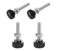 sourcing map 4 Sets Knurled Knobs Thumb Screws with Nuts Washers, Metric M6 x 35mm Male Thread 18mm Plastic Head, 304 Stainless Steel Stud Hand Knobs Clamping Thumbscrews Handles, Black