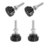 sourcing map 4 Sets Knurled Knobs Thumb Screws with Nuts Washers, Metric M6 x 35mm Male Thread 25mm Plastic Head, 304 Stainless Steel Stud Hand Knobs Clamping Thumbscrews Handles, Black