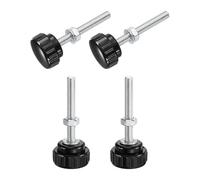 sourcing map 4 Sets Knurled Knobs Thumb Screws with Nuts Washers, Metric M6 x 45mm Male Thread 25mm Plastic Head, Zinc Plated Carbon Steel Stud Hand Knobs Clamping Thumbscrews Handles, Black