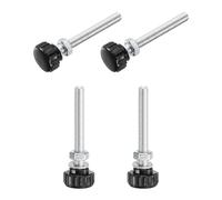 sourcing map 4 Sets Knurled Knobs Thumb Screws with Nuts Washers, Metric M6 x 50mm Male Thread 18mm Plastic Head, Zinc Plated Carbon Steel Stud Hand Knobs Clamping Thumbscrews Handles, Black