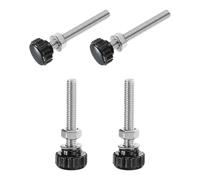 sourcing map 4 Sets Knurled Knobs Thumb Screws with Nuts Washers, Metric M6 x 50mm Male Thread 18mm Plastic Head, 304 Stainless Steel Stud Hand Knobs Clamping Thumbscrews Handles, Black