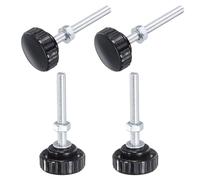 sourcing map 4 Sets Knurled Knobs Thumb Screws with Nuts Washers, Metric M6 x 55mm Male Thread 30mm Plastic Head, Zinc Plated Carbon Steel Stud Hand Knobs Clamping Thumbscrews Handles, Black