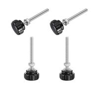 sourcing map 4 Sets Knurled Knobs Thumb Screws with Nuts Washers, Metric M6 x 60mm Male Thread 25mm Plastic Head, 304 Stainless Steel Stud Hand Knobs Clamping Thumbscrews Handles, Black