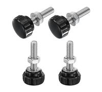 sourcing map 4 Sets Knurled Knobs Thumb Screws with Nuts Washers, Metric M8 x 35mm Male Thread 25mm Plastic Head, 304 Stainless Steel Stud Hand Knobs Clamping Thumbscrews Handles, Black