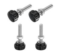 sourcing map 4 Sets Knurled Knobs Thumb Screws with Nuts Washers, Metric M8 x 45mm Male Thread 25mm Plastic Head, 304 Stainless Steel Stud Hand Knobs Clamping Thumbscrews Handles, Black