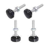 sourcing map 4 Sets Knurled Knobs Thumb Screws with Nuts Washers, Metric M8 x 50mm Male Thread 30mm Plastic Head, Zinc Plated Carbon Steel Stud Hand Knobs Clamping Thumbscrews Handles, Black